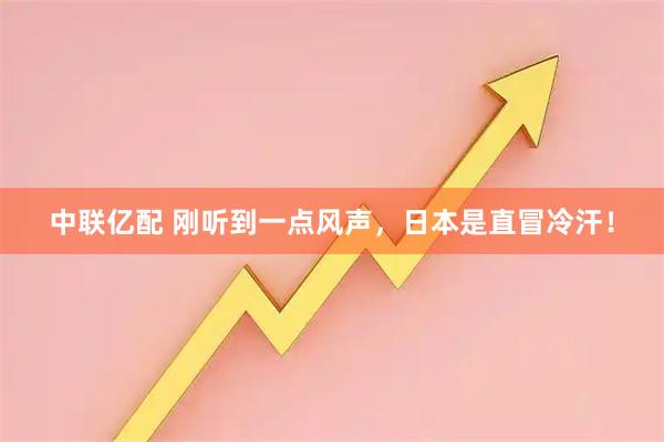 中联亿配 刚听到一点风声，日本是直冒冷汗！