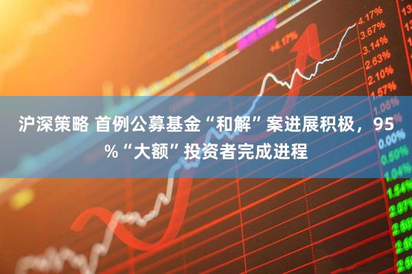 沪深策略 首例公募基金“和解”案进展积极，95%“大额”投资者完成进程