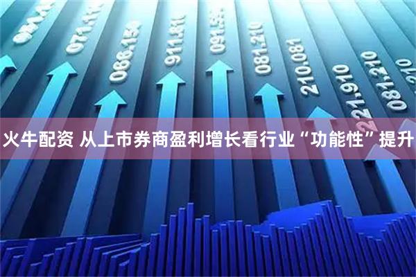 火牛配资 从上市券商盈利增长看行业“功能性”提升