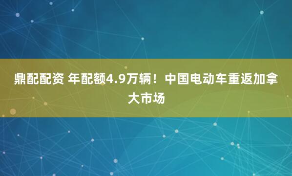 鼎配配资 年配额4.9万辆！中国电动车重返加拿大市场