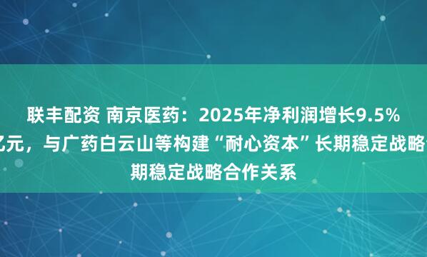 联丰配资 南京医药：2025年净利润增长9.5%至6.25亿元，与广药白云山等构建“耐心资本”长期稳定战略合作关系