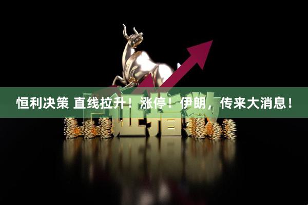 恒利决策 直线拉升！涨停！伊朗，传来大消息！