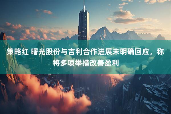 策略红 曙光股份与吉利合作进展未明确回应，称将多项举措改善盈利